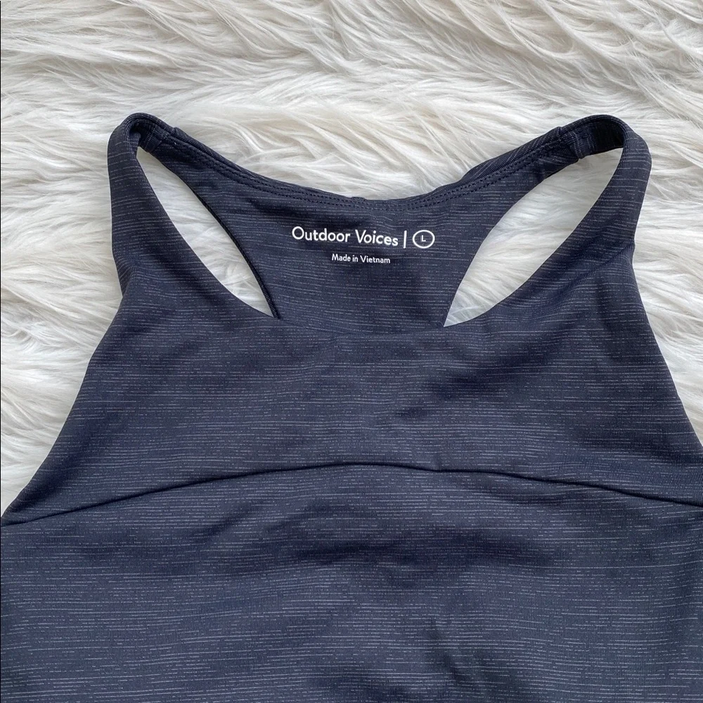 Outdoor Voices | Techsweat Crop Top Charcoal High-Neck Racerback Sports Bra
